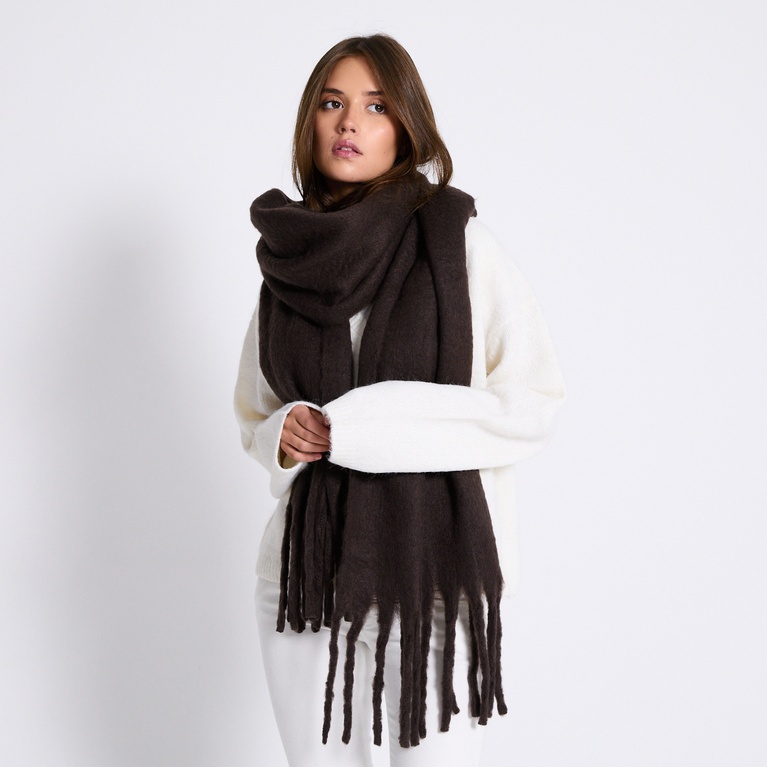 Knit scarf "Smooth Scarf" Brown melange
